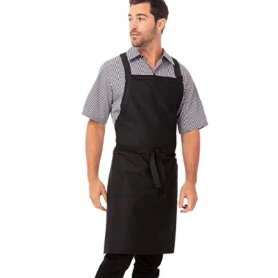 Image of Chef Works Cross Back Bib Apron Kitchen, Black, One Size