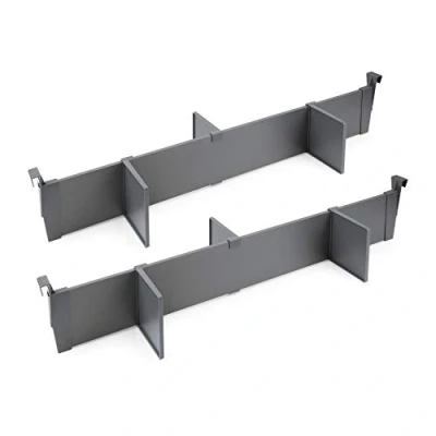Image of Emuca Adjustable drawer organiser kit, accessories dividers 900mm (35,4 inch), aluminium, anthracite grey.