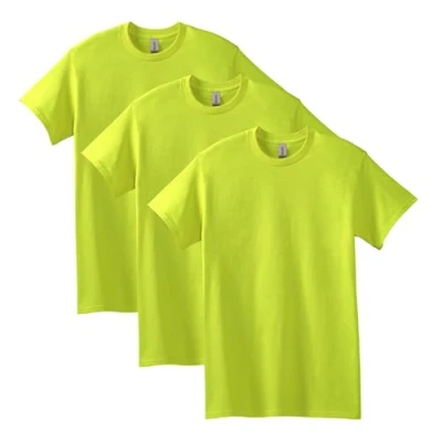 Image of Gildan Heavy Cotton T Shirt, Style G5000, Multipack, Safety Green (3 Pack), L (Pack of 3)