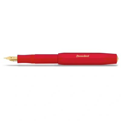 Image of Kaweco CLASSIC Sport Fountain Pen Red with 23 Carat Gold Plated Steel Nib and Iridium Tip for Ink Cartridges I 13 cm Nib: F (Fine)
