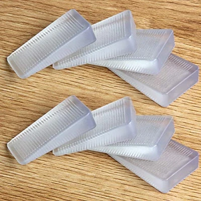 Image of Tahikem 8 Pcs Plastic Clear Table Shims, Level Wedge Shims for Door Stops, Uneven Floors, Stoppers, Leveling &amp; Fixing Wobbly Furniture, Have Extreme Weight Capacity and Weather Resistant (Transparent)