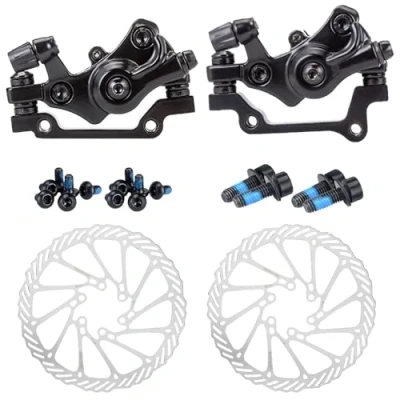 Image of Bicycle Disc Mechanical Brake Calipers with 6 Hole 160 mm Rotors Universal Front Rear Aluminum Alloy Bike Rotor Caliper F160 R140 F180 R160