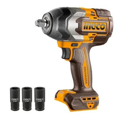 Image of Ingco 20V 1/2Inch Cordless HighTorque Impact Wrench, Battery Gun 850Nm with Brushless Motor, Max Speed 2400RPM, 3Pcs Sockets (Battery and Charger Not Included) CIWLI20851