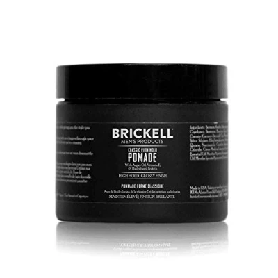 Image of Brickell Men’s Firm Hold Pomade for Men, Natural &amp; Organic With Strong High Shine Finish, 59 ml, Scented