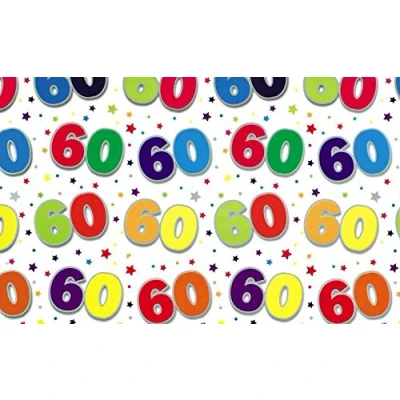 Image of Special Age 60 Gift Wrapping Paper 1 Sheet &amp; Matching Tag 60th Birthday