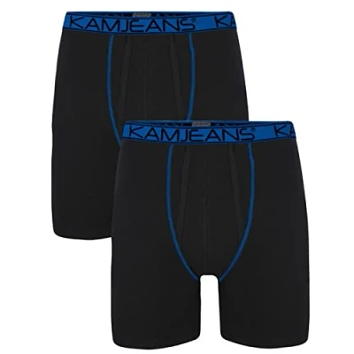 Image of KAM Mens (2 Pack) Loose Fit Boxer Shorts with Elastic Waistband Breathable Underwear Suitable for any Occasion and Gift Idea Big King Plus Size 2XL 3XL 4XL 5XL 6XL 7XL 8XL Blue XXL