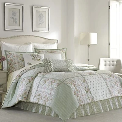 Image of Laura Ashley 220885 Harper Comforter Set, Pale Green, King