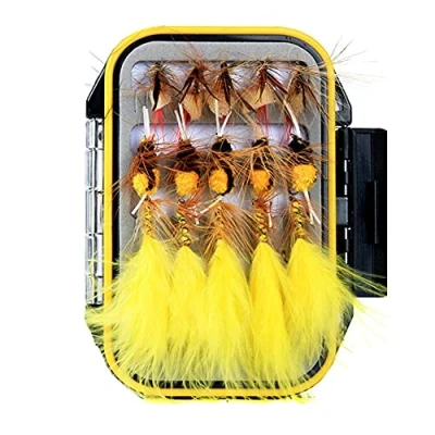 Image of ANCLLO 30Pcs Fly Fishing Flies Kit Lures, Dry Wet Assortment with Waterproof Box for Trout