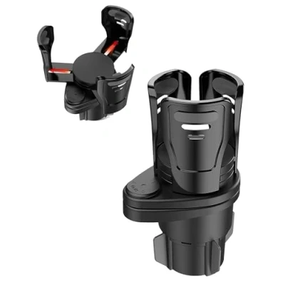 Image of Car Cup Holder Expander Adapter, Vehicle Mounted and Organizer, All Purpose Water Drink Holder, 360 Degrees Rotating Dual Mount Adjustable Stand for (Black)