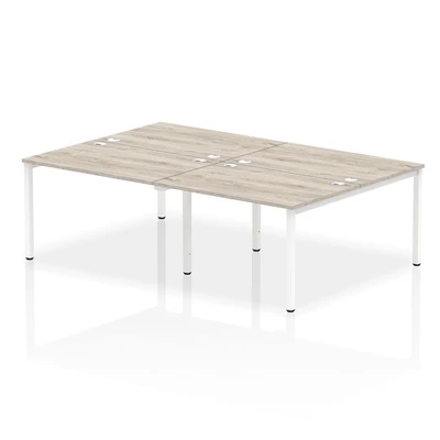 Image of Impulse Bench B2B 4 Person 1200 White Frame Office Desk Grey Oak