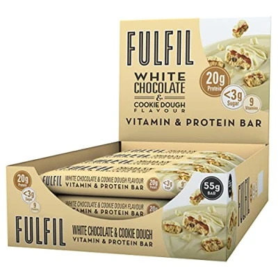 Image of FULFIL Vitamin and Protein Bars (15 x 55 g Bars) — White Chocolate Cookies Cream Flavour 20 High Protein, 9 Vitamins, Low Sugar