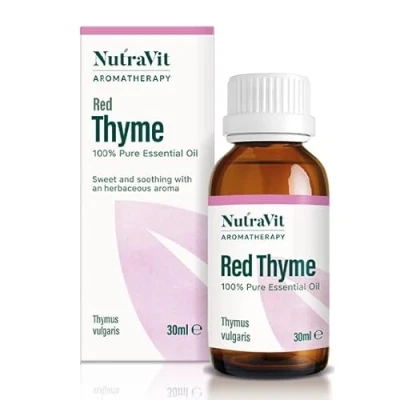Image of NutraVit Spanish Thyme Oil (Red) 100% Pure Essential 30ml Therapeutic Grade Aromatherapy Diffuser, Humidifier &amp; Massage for Congestion Relief, Pain Relief Immune Defences
