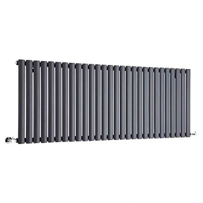 Image of Milano Aruba Anthracite Horizontal Single Oval Panel Radiator 635mm x 1652mm