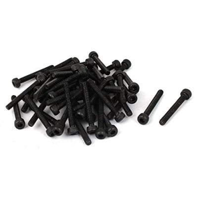 Image of sourcingmap M4 x 30mm Carbon Steel Full Thread Hex Socket Cap Head Screws Bolts Black 50 Pcs