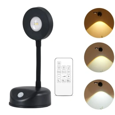 Image of Vicloon Wall Light, 1 Pcs Rechargeable Lamp with Touch Control, Spotlights 3 Lighting Modes and Color Temperature Modes, LED Light for Living Room Bedroom Staircase Black