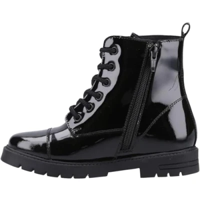 Image of Hush Puppies Lauren Patent Senior Shoe, Black, 3 UK