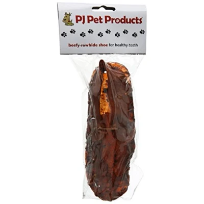 Image of PJ Pet Products Rawhide Beef Flavour Shoe, 7 inch (Pack of 10)