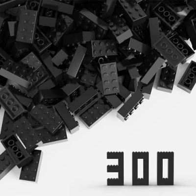 Image of TTEHGB TOY Classic Bulk Brick Block 2x4, 200 Piece Building Bricks Black, Compatible with All Major Brand Parts and Pieces(Colour:Black)