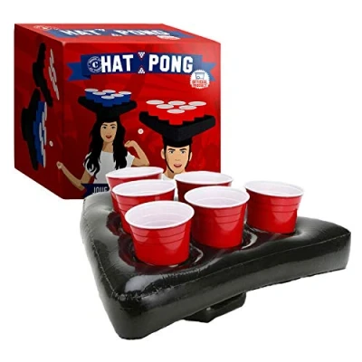 Image of Original Official Hat Pong Beer Game Premium Quality 2 Inflatable Hats 12 Red Cups Balls Drinking Party House Created by OriginalCup®