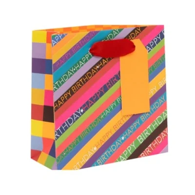 Image of Glick Small Happy Birthday Colourful Gift Bag, Luxury Recyclable Bag for Special Gifts, 14 x 6 cm, Multi Coloured