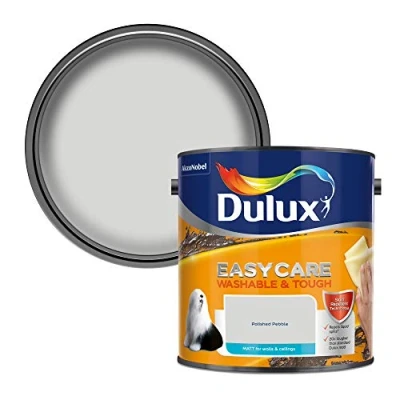 Image of Dulux 403201 Easycare Washable And Tough Matt Emulsion Paint For Walls Ceilings Polished Pebble 2. 5 Litres