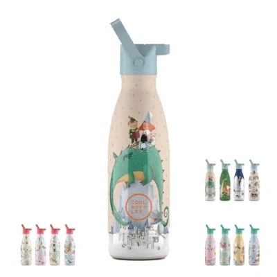Image of Cool Bottles Thermos Flask for Children Stainless Steel Water Bottle 350 ml Dragon Dreams Cold Drinks 36 Hours and Hot 18 Colour Embossing BPA Free