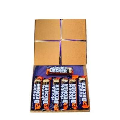Image of Personalised Cadburys Double Decker Chocolate Hamper Gift Sweet Box 8 Full Size Bars Fathers Day Easter Birthday