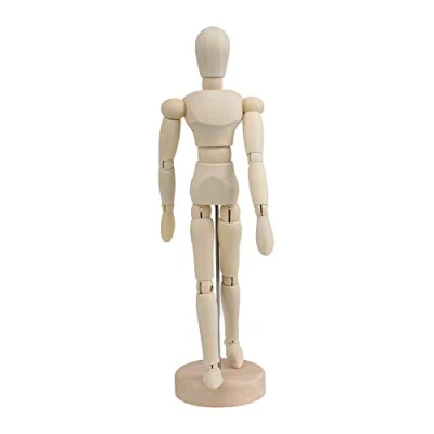 Image of 8 Inch Wooden Human Manikin Sketch Model Art/Artist Unisex Posable Articulated Mannequin Drawing