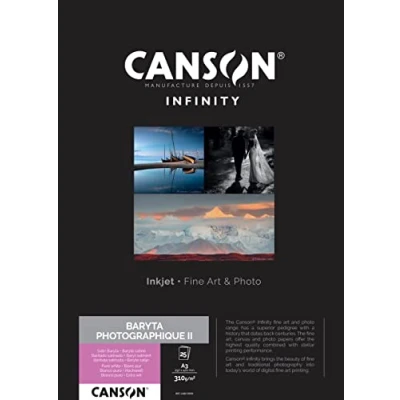 Image of CANSON Infinity Baryta Photographique II Digital Darkroom 310gsm A3 Paper, Satin Baryta, 25 Pure White Sheets, Ideal for Professional Photographers