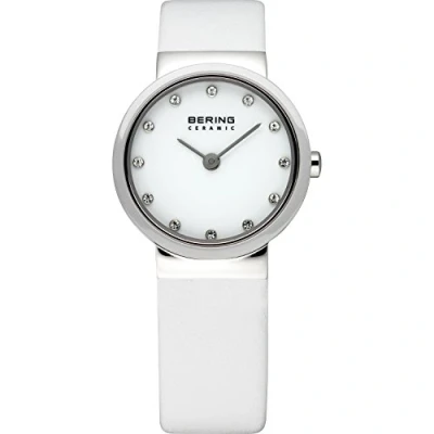 Image of BERING Women Analog Quartz ceramic collection Watch with Calfskin Leather Strap and Sapphire Crystal 10725 854