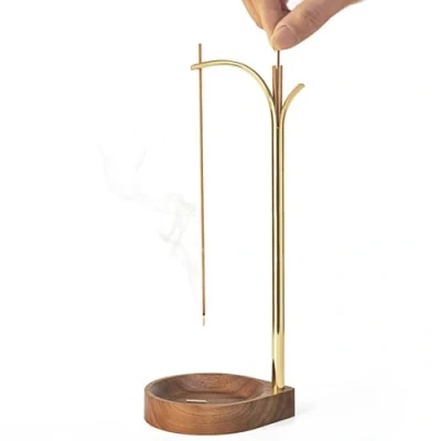 Image of Wooden Incense Holder, Holder for Stick, Unique Reverse Burner Minimalist, Meditation, Home Office Décor