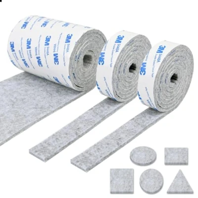 Image of Vicloon Furniture Pad, DIY Felt Pads Strip Roll, Self Adhesive Floor Protector Pad including 120cm x 10cm*1 Set and 2cm*2 Sets, Heavy Duty Tape for Chair Table (Light Gray)