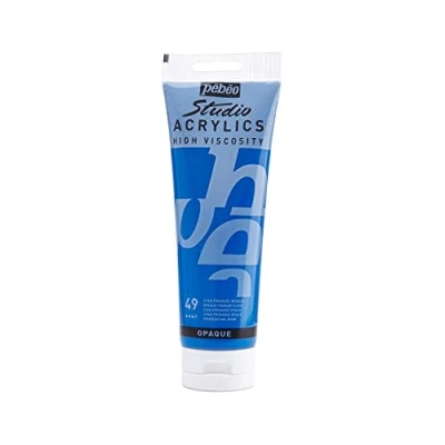 Image of Pébéo 169 049 Studio Acrylics Fine Acrylic Paint Blue Opaque Primary Cyan, 250 ml