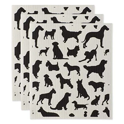 Image of DII Reusable, Machine Washable &amp; Dishwasher Safe, Biodegradable, Cotton, Dogs, 7.75 x 6.75