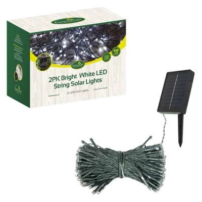 Image of GardenKraft 2pk 200 LED Solar String Lights Bright White