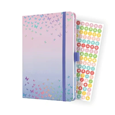 Image of SIGEL J4347 Jolie Weekly planner 2024, Butterfly Confetti Candy, 13,5 x 20,3 cm, hardcover, 174 pages, violet, Pink