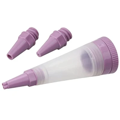 Image of Fackelmann Zenker 684695 Icing Decorating Pen Silicone with 3 Tips Chocolate Coloured