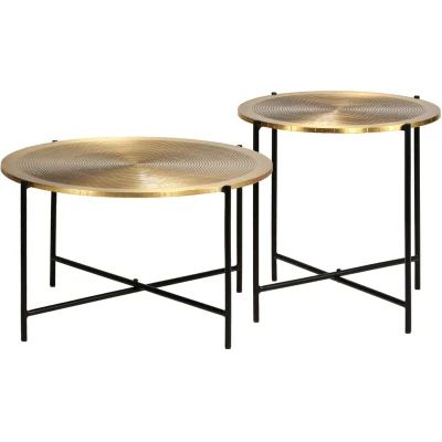 Image of vidaXL Table Set 2 Pieces Brass covered MDF