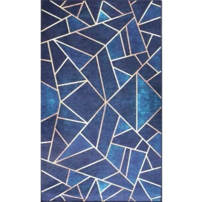 Image of MANI TEXTILE Grafic 120 x 180 cm Blue and Gold Area Rug