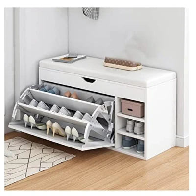 Image of Taifuan Entryway Shoe Bench,Shoe Storage Bench with Hidden Rack, Rack PU Upholstered Cabinet, Modern Entry Organizer Furniture for Kids And Aldults,