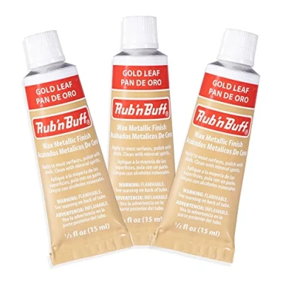 Image of AMACO Rub n Buff Wax Metallic Finish  3 Gold Leaf 15ml Tubes Versatile Gilding for Finishing Furniture Antiquing and Restoration Colors Set of Three