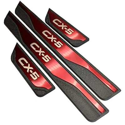 Image of AILZNN Door Sills Scuff Plate for Mazda CX 5 CX5 2013 2015 2017 2018 2019 2020, Stainless Car Sill Protector Welcome Pedal Guards Styling Accessories, 4pcs