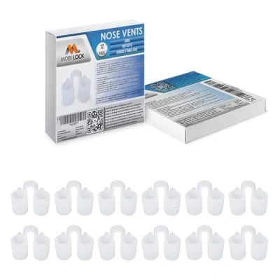 Image of Nose Vent Sinus Relief (Pack of 12 Large Size) Soft Vents a Simple Solution for Nasal Snorers Reusable Snoring Device to Enjoy Peaceful Night&#039;s Sleep by Mobi Lock