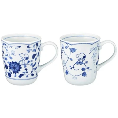 Image of Maebata Snoopy Peanuts Bleu et Blanc Kanesho poterie Paire Mug 630740 (Japan Import)
