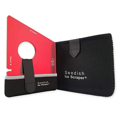 Image of Swedish Ice Scraper 6mm Dark Red with Neoprene Holder and Sleeve