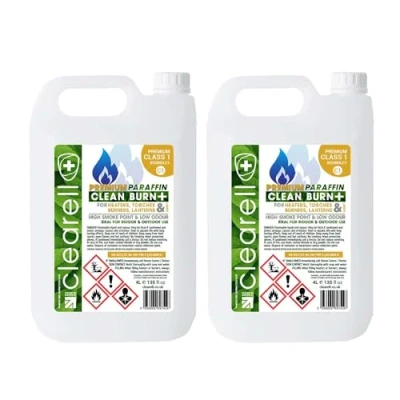 Image of Clearell 8L Pack of 2 x 4L CLEAN BURN Premium Paraffin Class 1 Grade BS2869 C1
