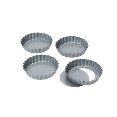 Image of Dexam Bakers Pride Pack Of 4 10cm Non Stick Loose Base Quiche Tart Pans
