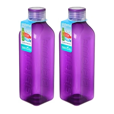 Image of Online Kitchenware Sistema Square 1L Bottle Purple Set of 2