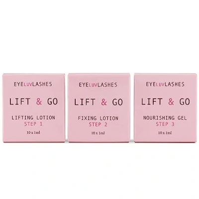 Image of Lift &amp; Go Eyeluvlashes Lash Lifting Brow Lamination Sachet Set Express System Vegan Cruelty Free 30 x SACHETS (10 LIFTING/FIXING/NOURISHING)