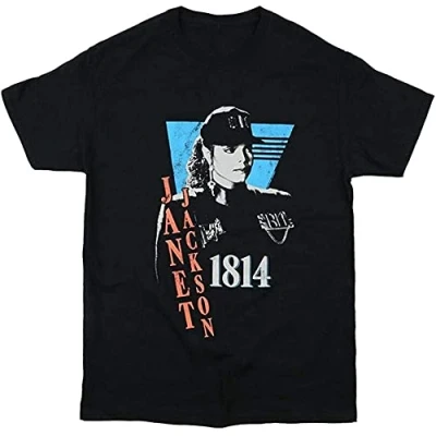 Image of Janet Jackson Tour 1814 Tee Round Neck Unisex Tops Men&#039;s 100% Cotton Short Sleeve T Shirts S Black